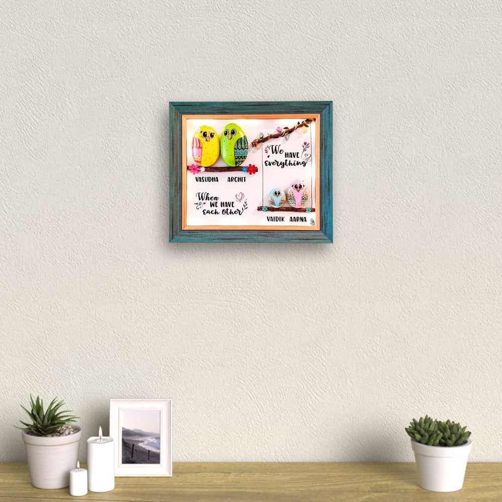 Personalized Pebble Art Playful Paradise Wooden Name Plate With Lights - Framed Art Hung on Wall