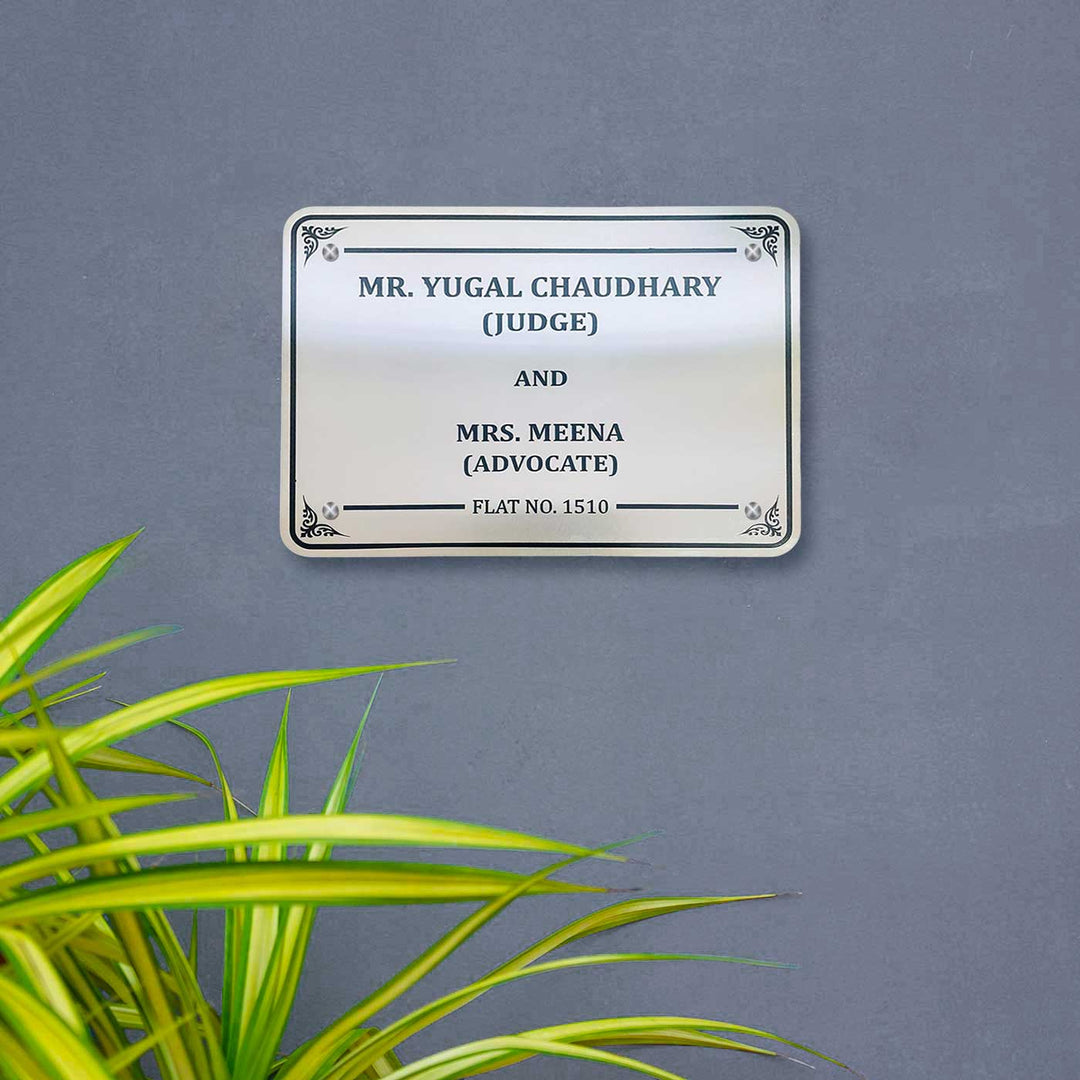 Personalized Waterproof Engraved Steel Name Plate - Mounted Nameplate on Wall