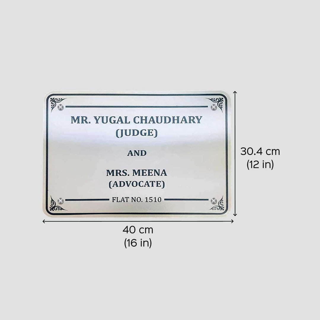 Personalized Waterproof Engraved Steel Name Plate - Dimension Chart with Name Personalization