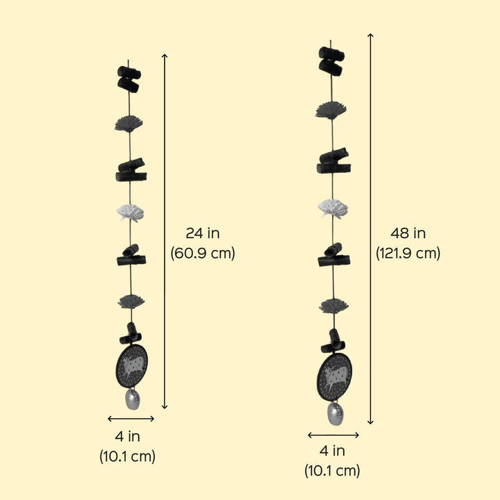 2 Pc | Handmade Yellow Cow Motif Shola Flower Hanging