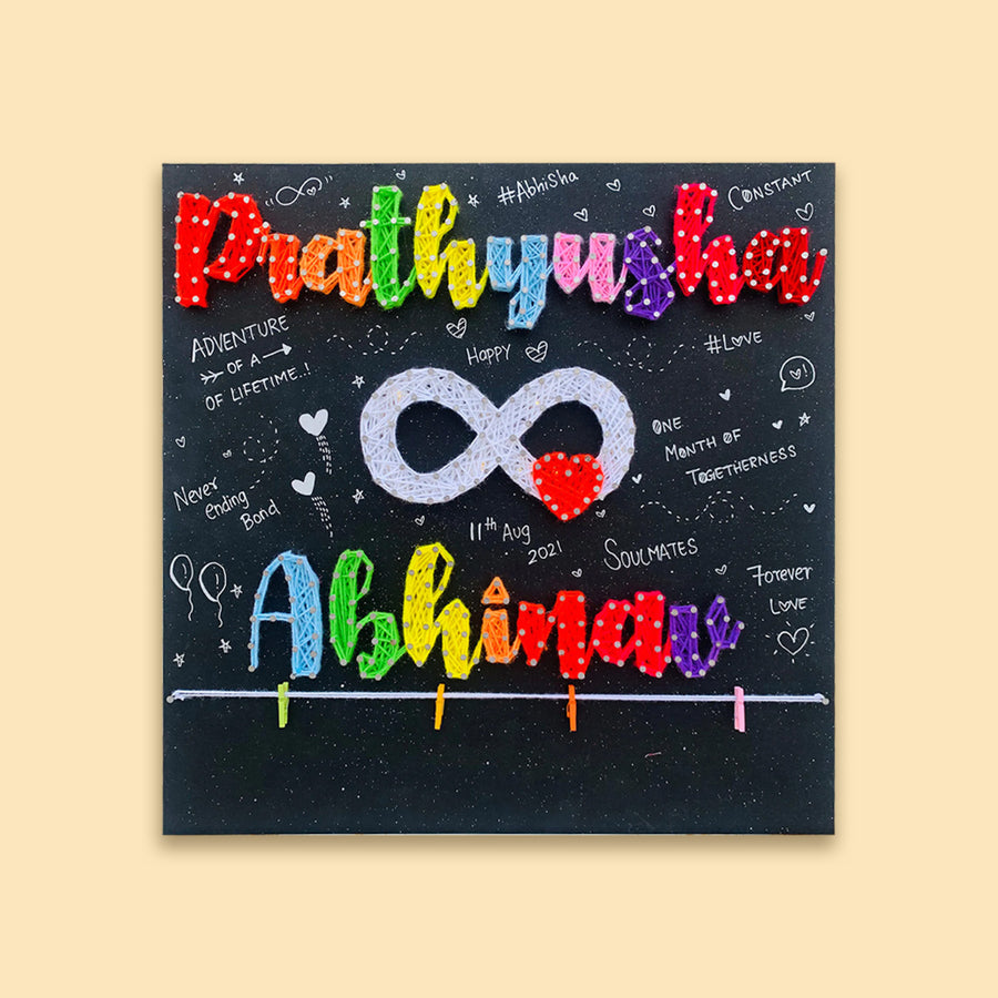 Couples String Art Name Plate Infinity Love - Personalized String Art Close-up