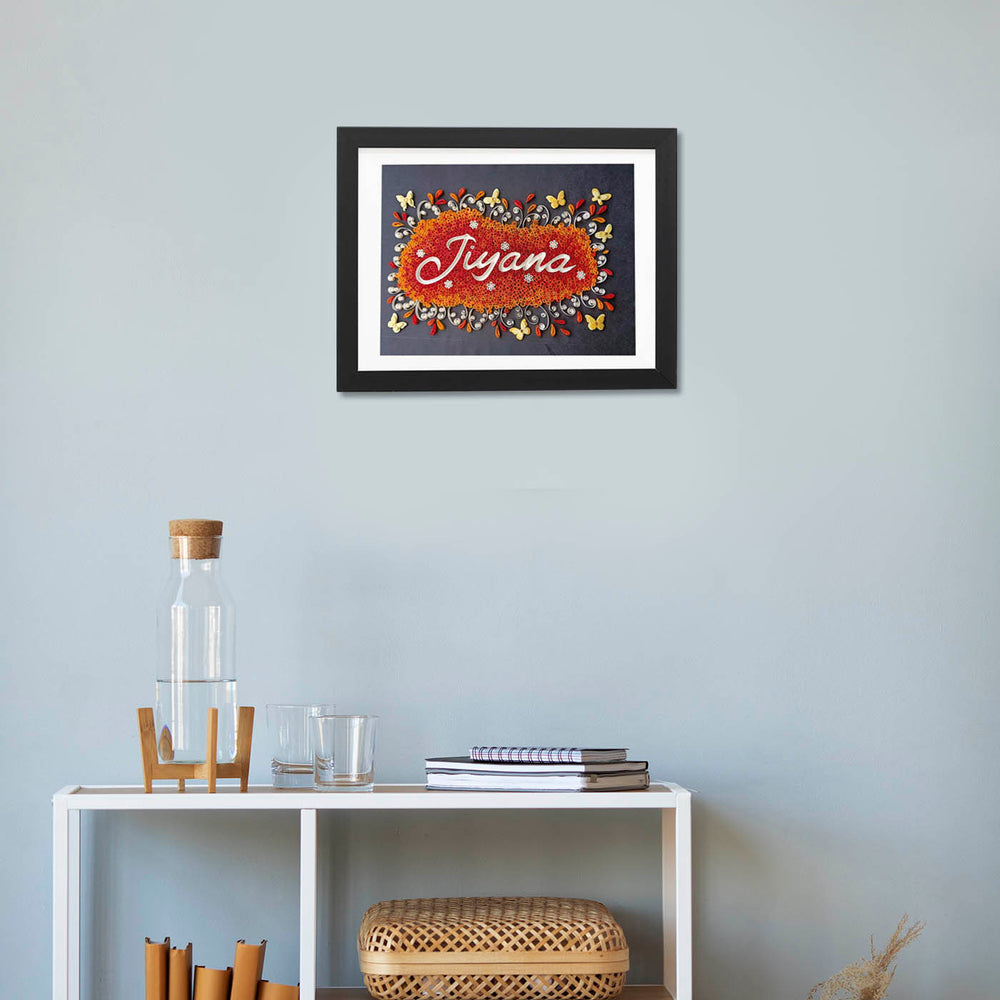 Personalized Quilling Name Plate Frame For House Office - Framed Artwork Hanging on Wall