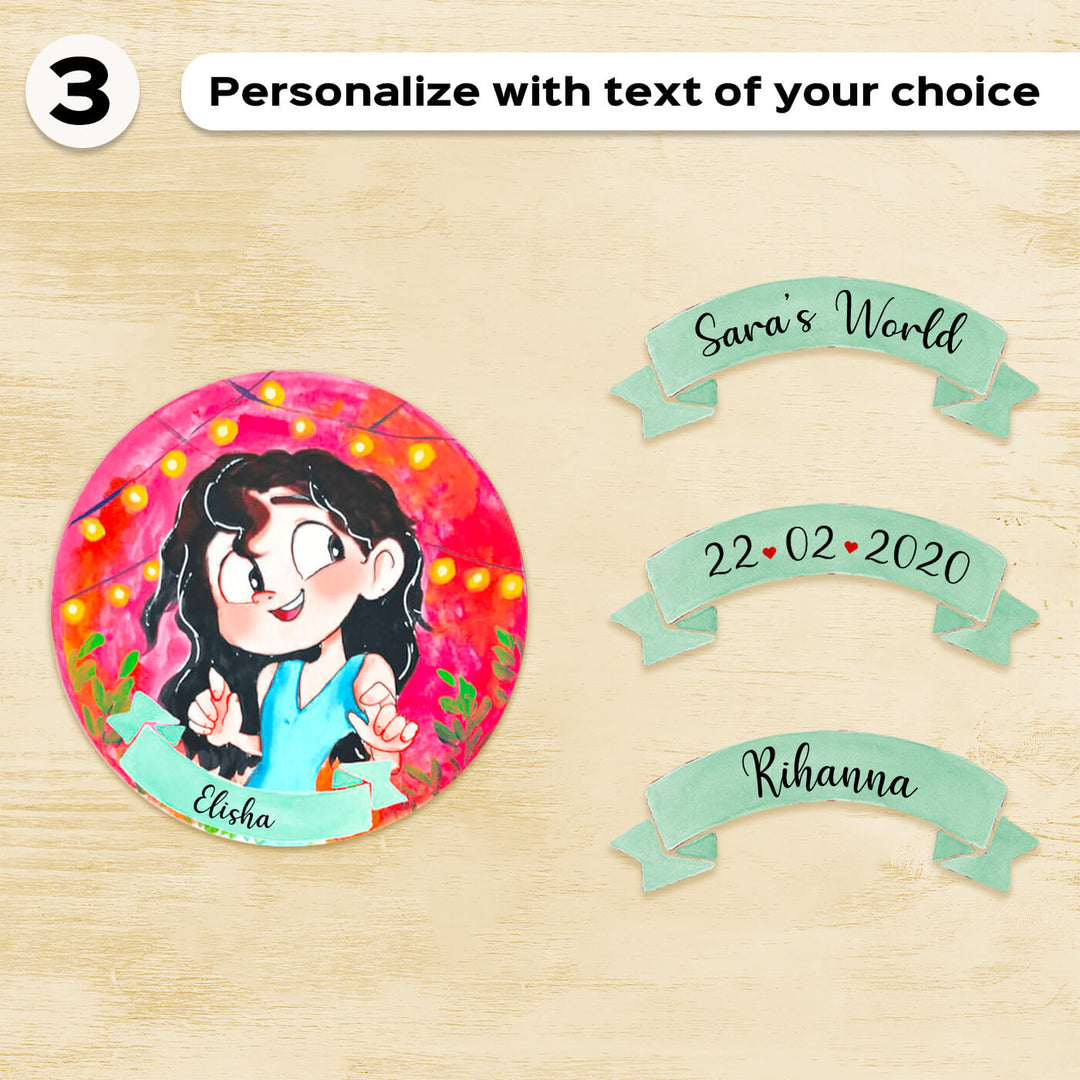 Photo Caricature Name Plate With Stand For Wedding Couples 1 - Name Personalization Example with Options