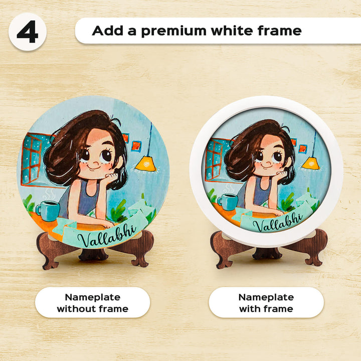 Photo Caricature Name Plate With Stand For Wedding Couples 1 - Nameplate Comparison With and Without Frame