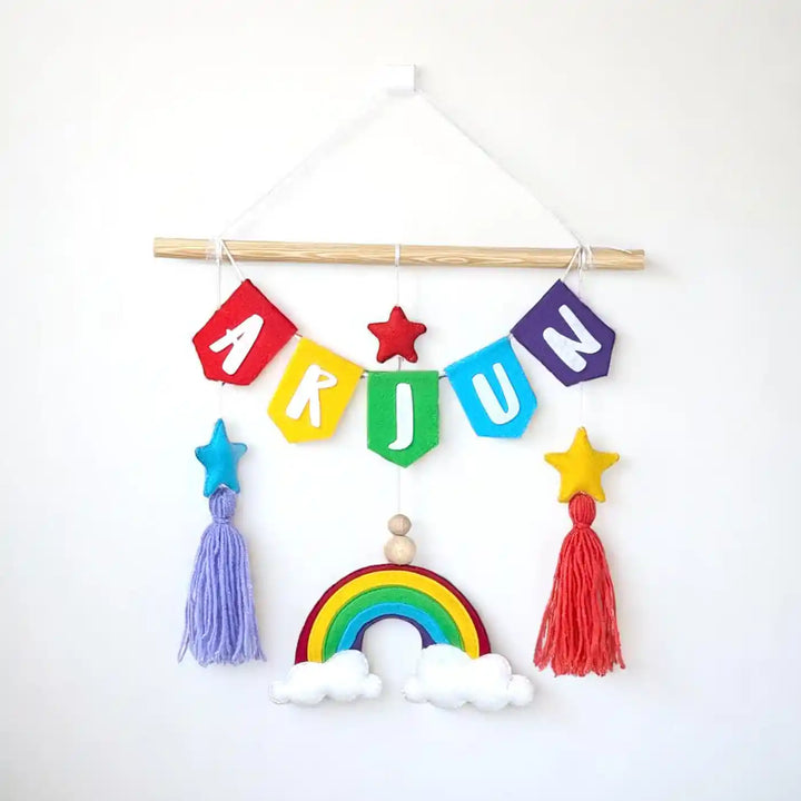 Personalized Handmade Rainbow Felt Kids Name Plate For Kids