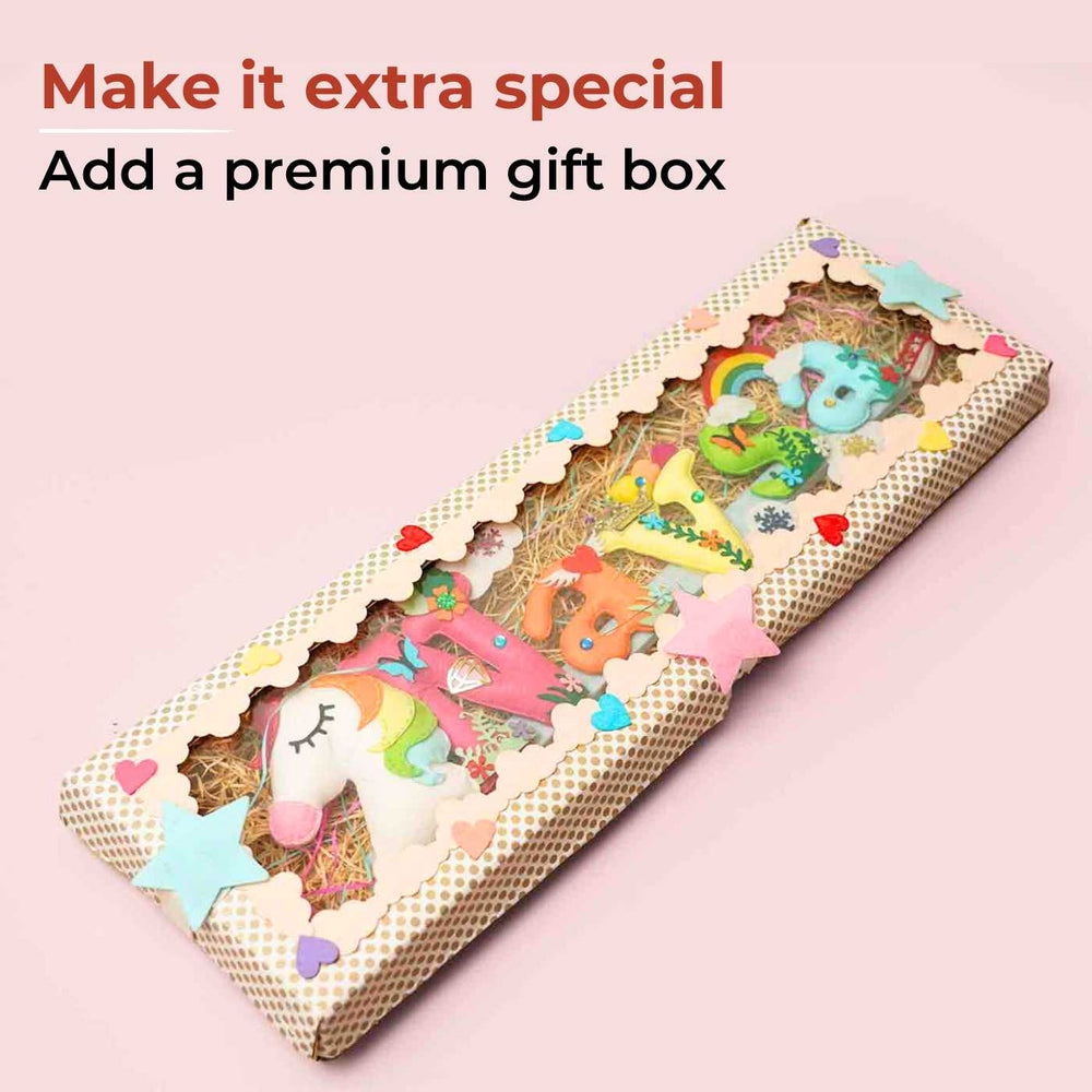 Personalized Dragon Theme Felt Kids Name Plate - Gift Box Packaging Display