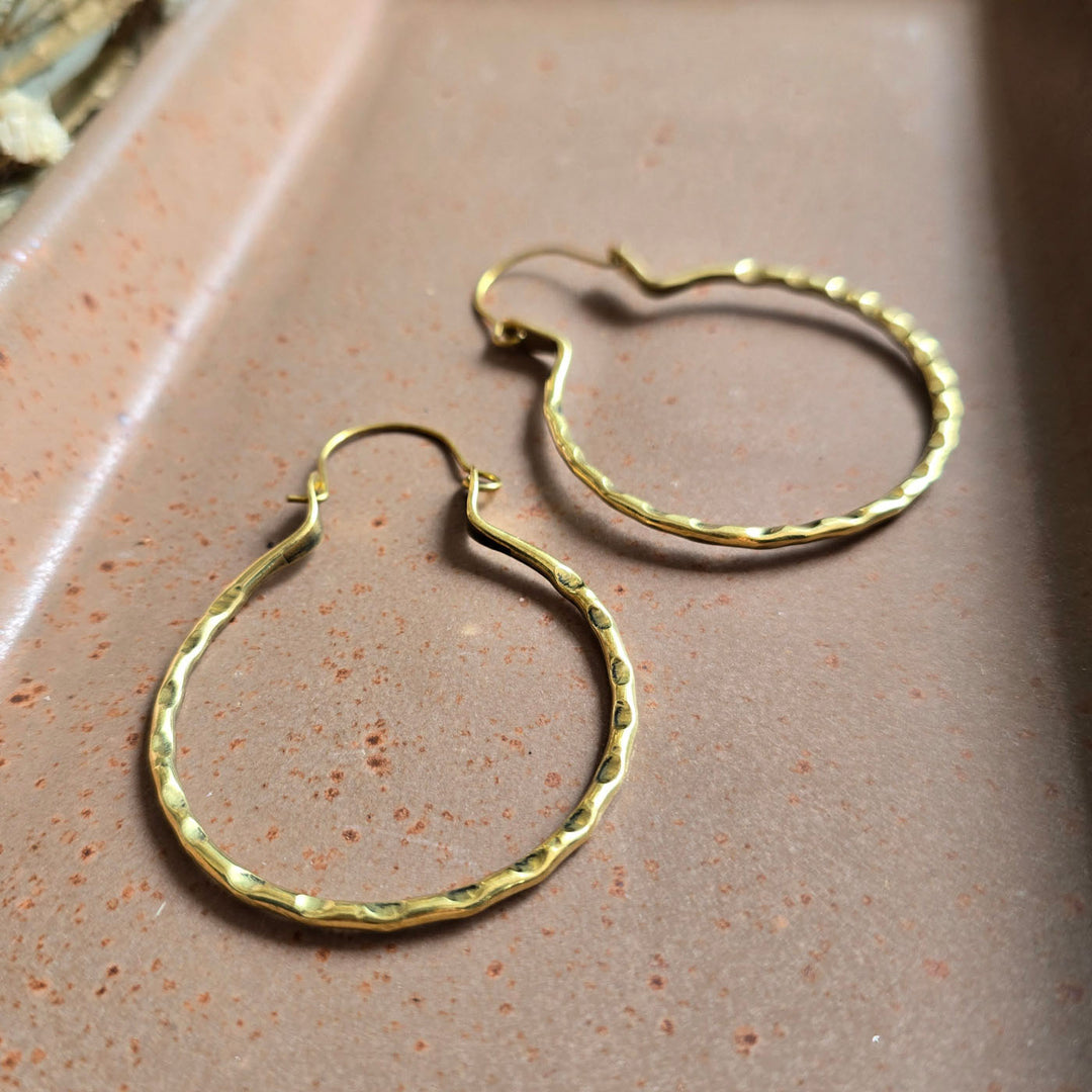 Handmade Rebecca Hoops Brass Earrings