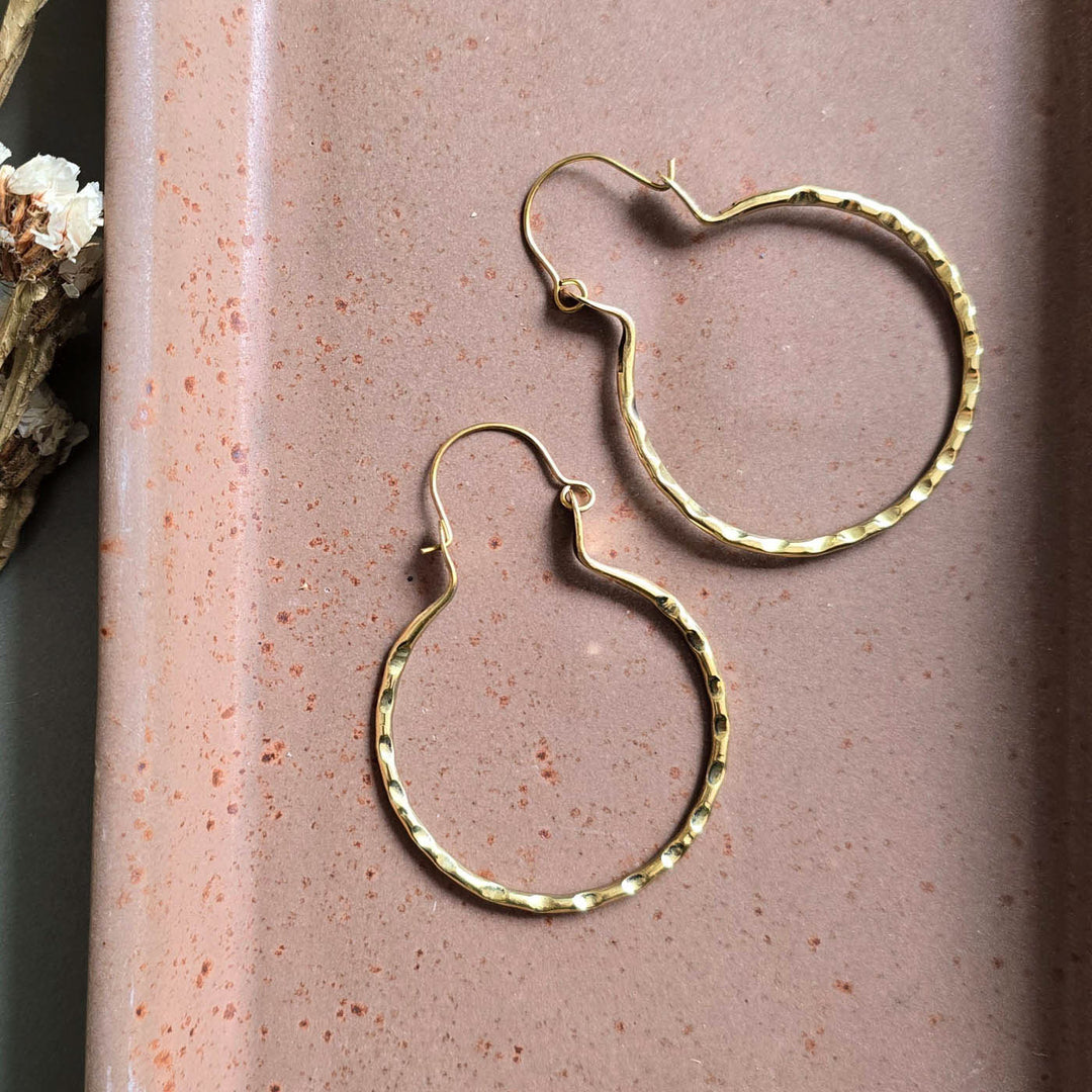 Handmade Rebecca Hoops Brass Earrings