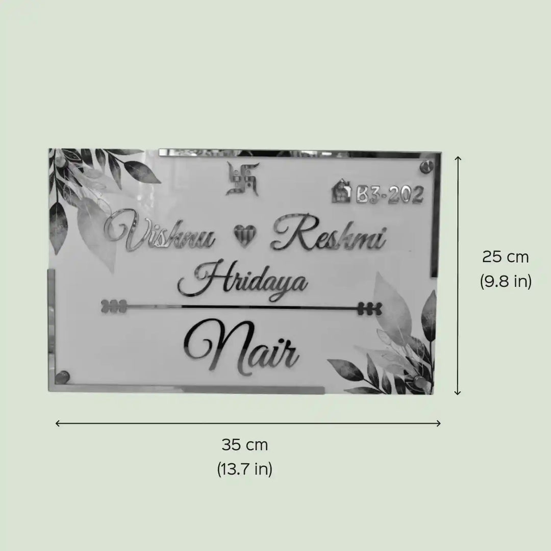 Personalized Handmade Rectangular Leaf Acrylic Name Plate