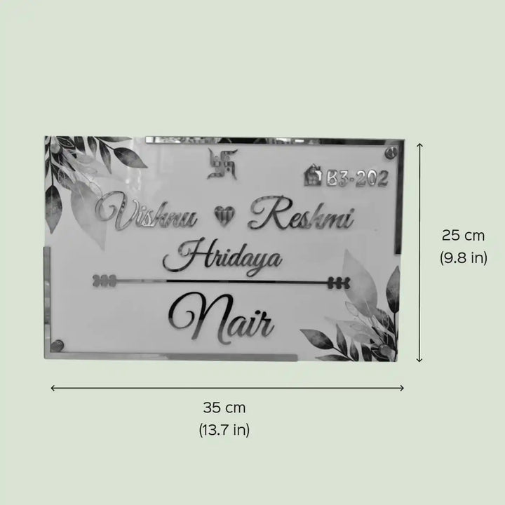 Personalized Handmade Rectangular Leaf Acrylic Name Plate