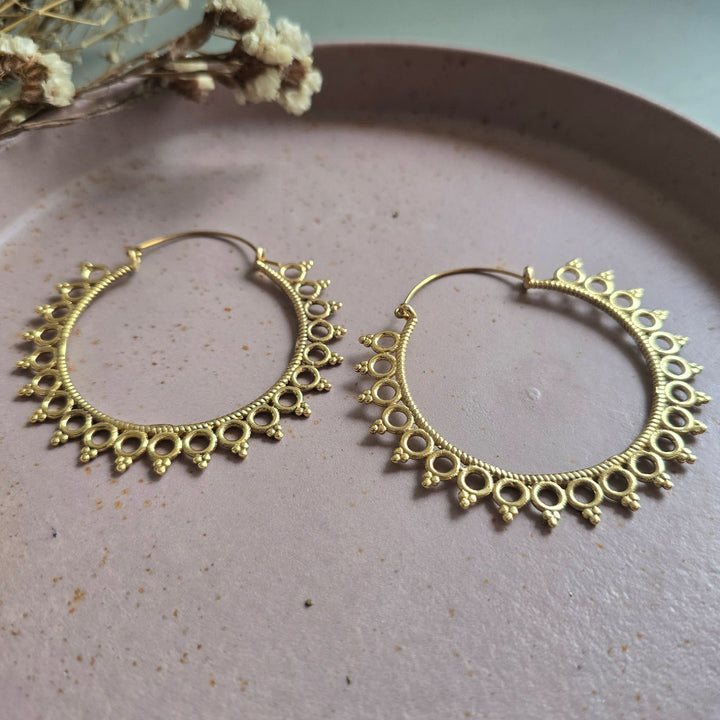 Handmade Renata Hoops Brass Earrings