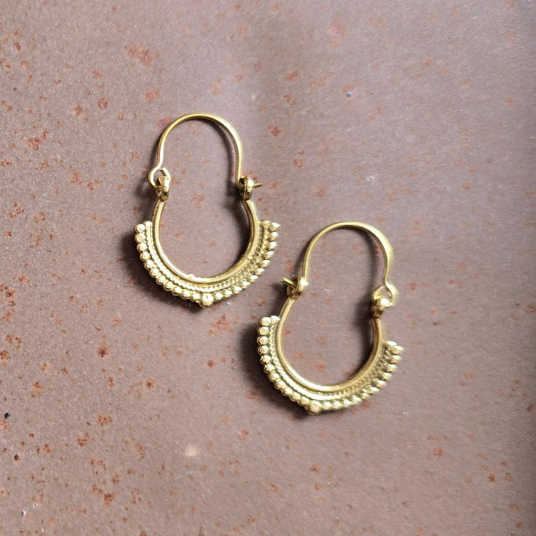 Handmade Ruth Hoops Brass Earrings