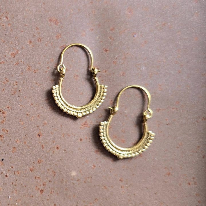 Handmade Ruth Hoops Brass Earrings