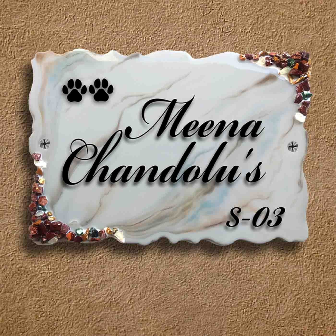 Buy Personalized Handmade Pet Paws Resin Name Plate Online On Zwende