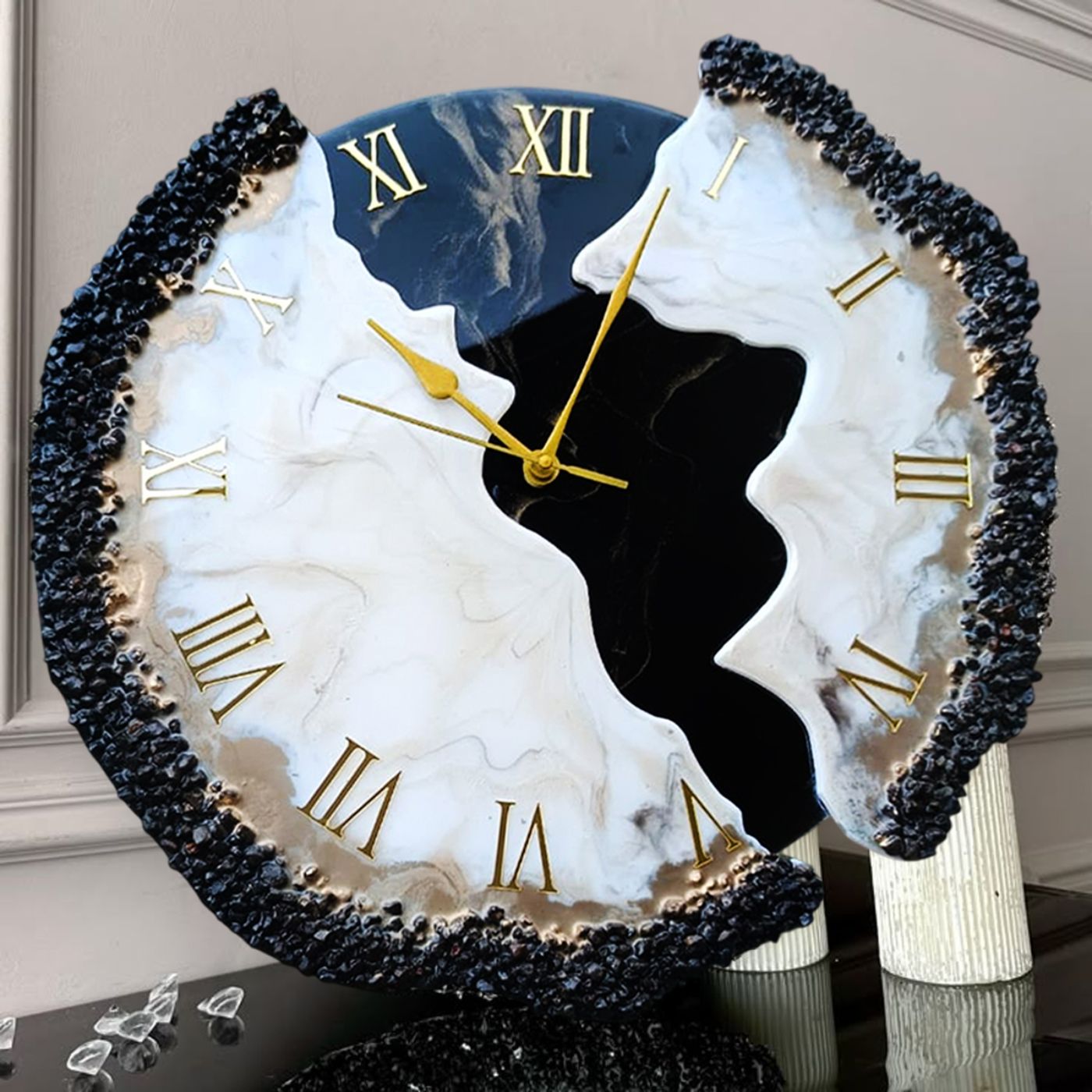 Buy Vintage-Themed Blue White Round Acrylic Wall Clock with