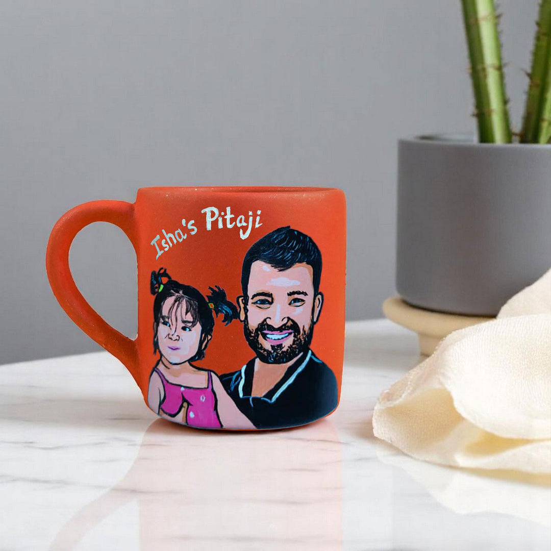 Photo Personalized Hand-Painted Father And Daughter Terracotta Mug