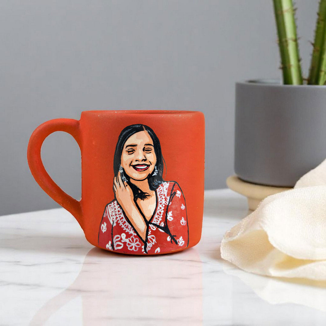 Photo Personalized Hand-Painted Solo Girl Theme Terracotta Mug