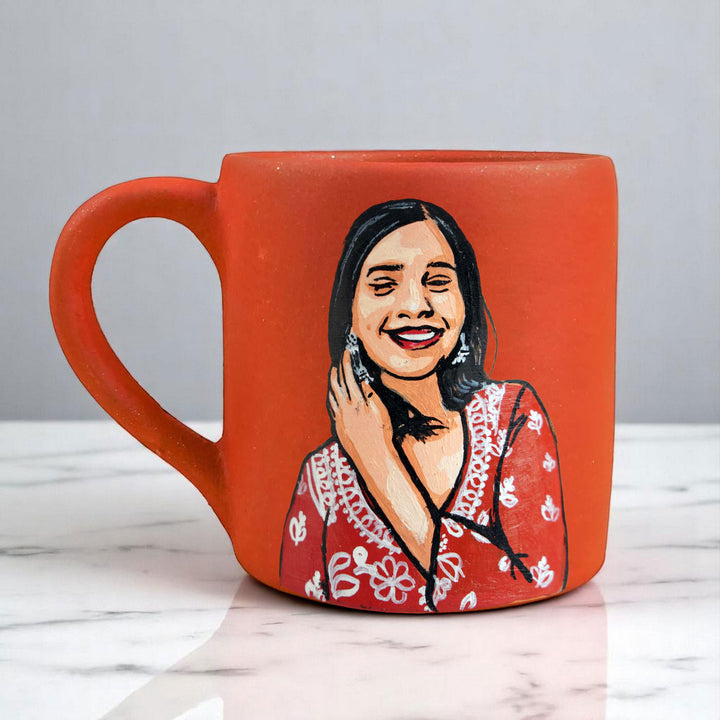 Photo Personalized Hand-Painted Solo Girl Theme Terracotta Mug