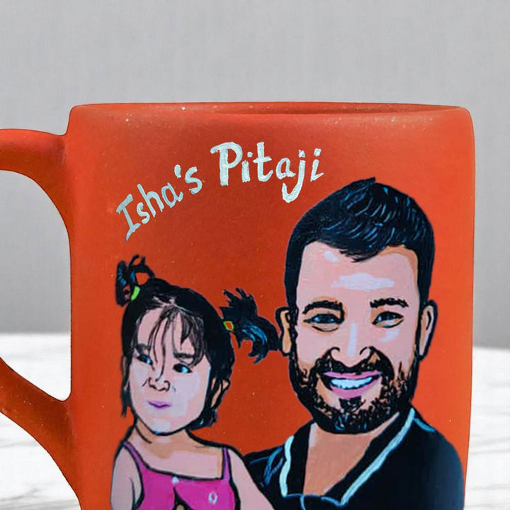 Photo Personalized Hand-Painted Father And Daughter Terracotta Mug
