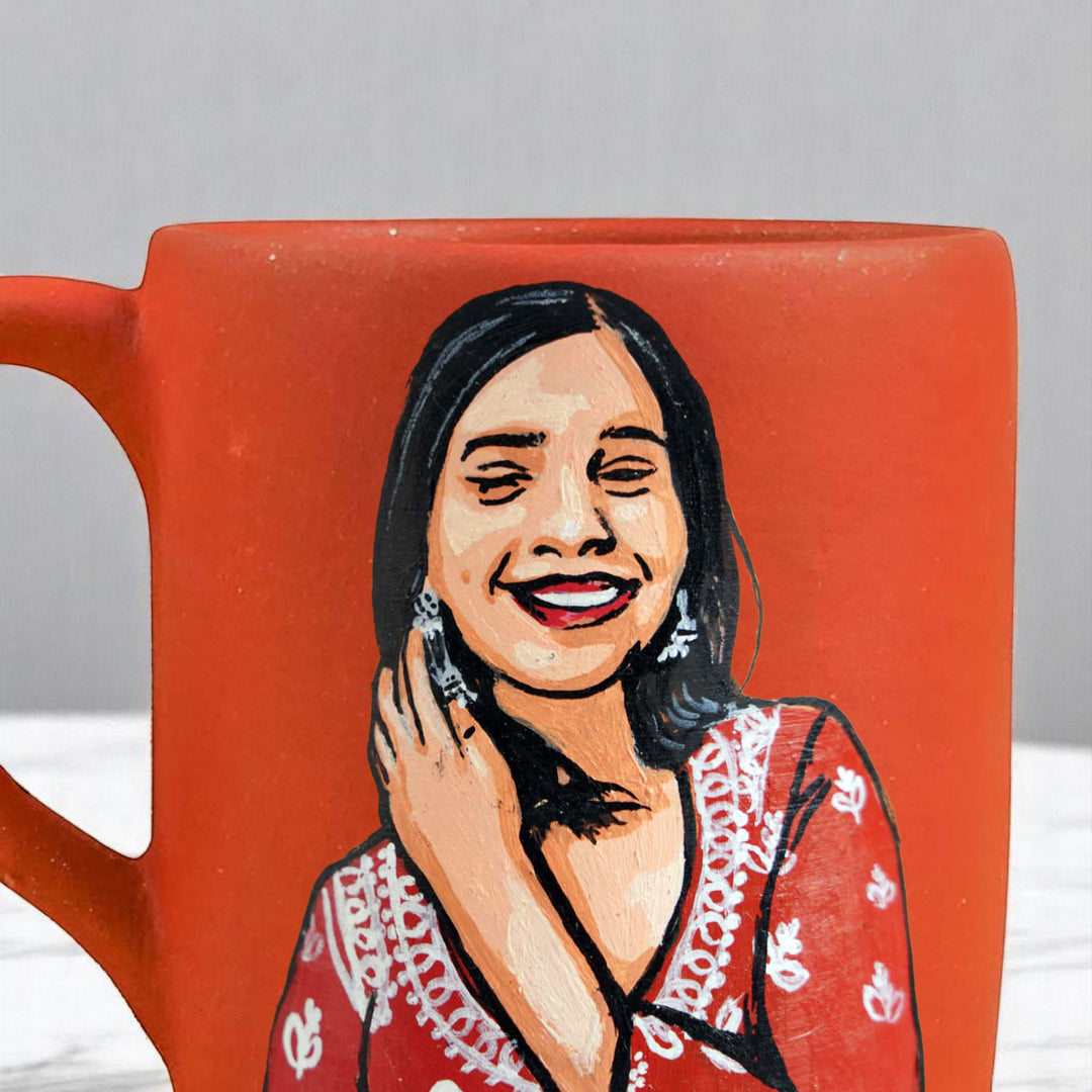 Photo Personalized Hand-Painted Solo Girl Theme Terracotta Mug