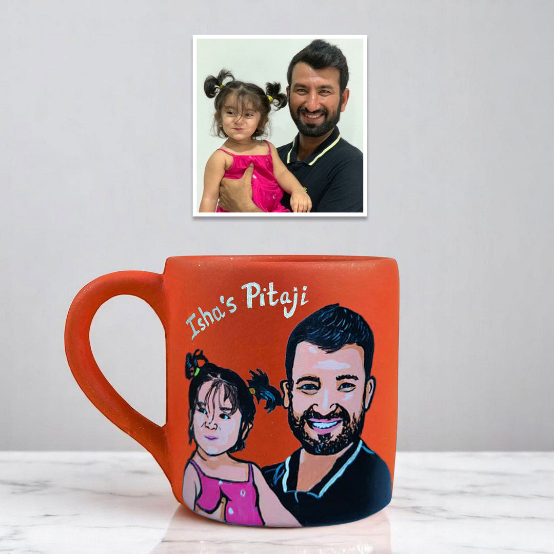 Photo Personalized Hand-Painted Father And Daughter Terracotta Mug