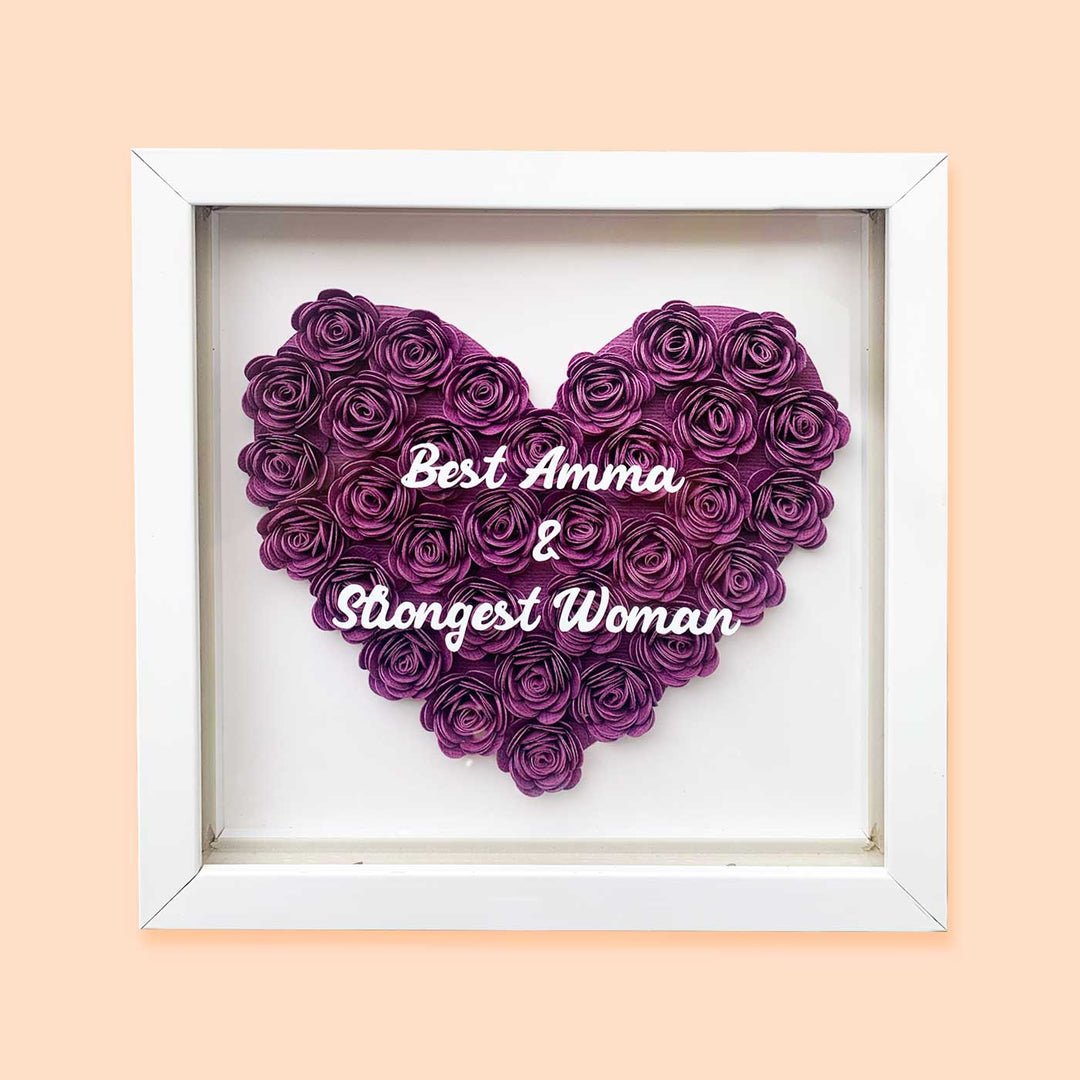 Personalized Rose 3D Frame For Couples Wedding Gift - Front View with Personalized Text