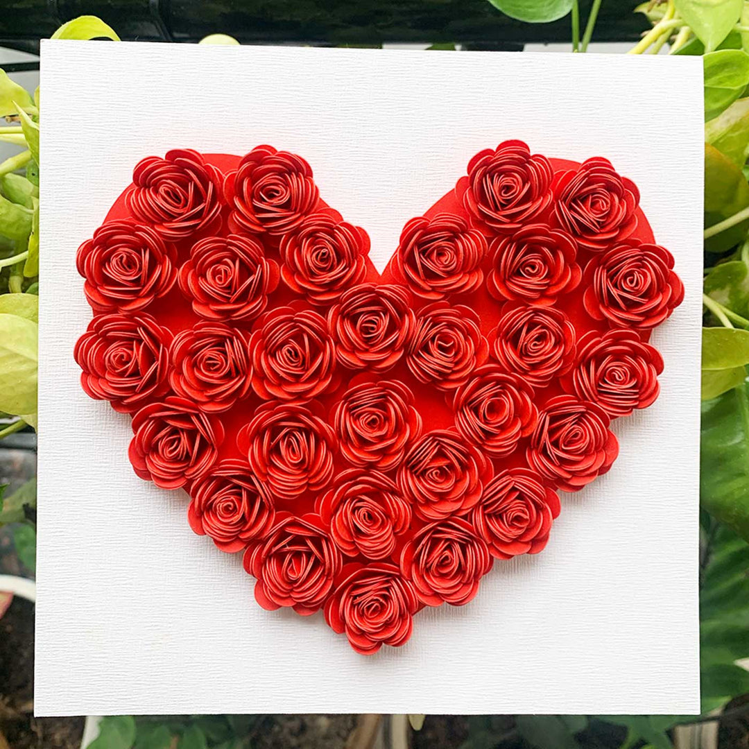 Personalized Rose 3D Frame For Couples Wedding Gift - Front View on Natural Background