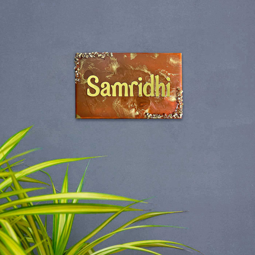 Personalized Resin Round Black Ocean Theme Name Plate - Front View Mounted on Wall