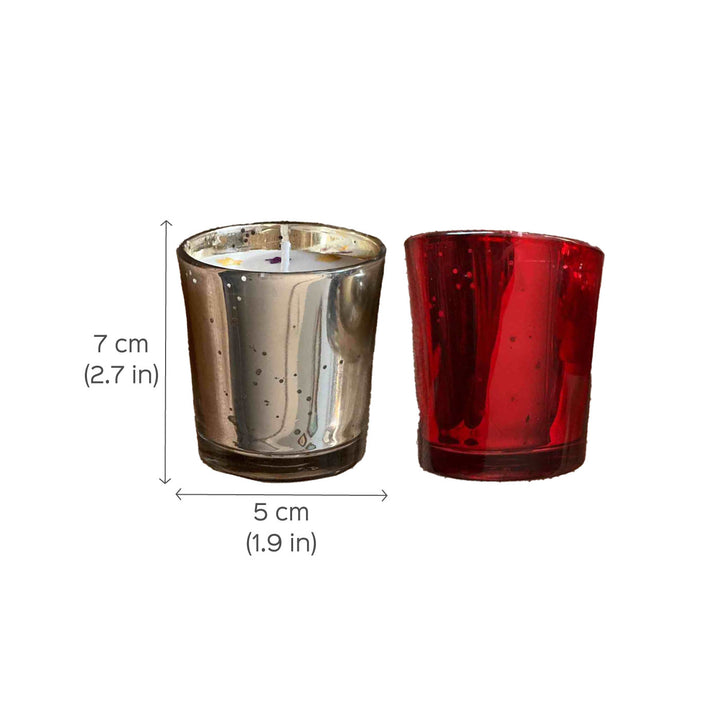 Handmade Sparkling Glass Scented Soy Wax & Pressed Flower Candles For Christmas Decoration | Set Of 2