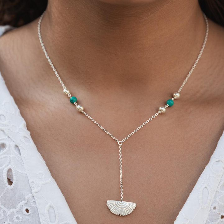 Handmade Beaded Suncrest Silver Necklace