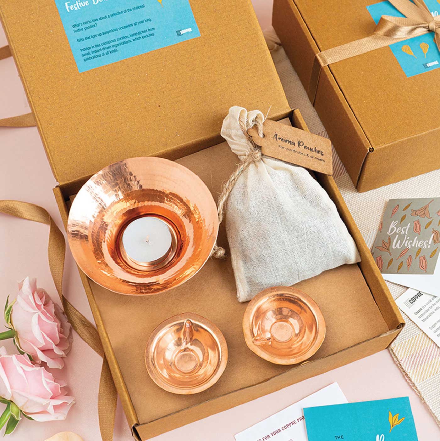 Copper Tealight & Diya Festive Hamper Zwende