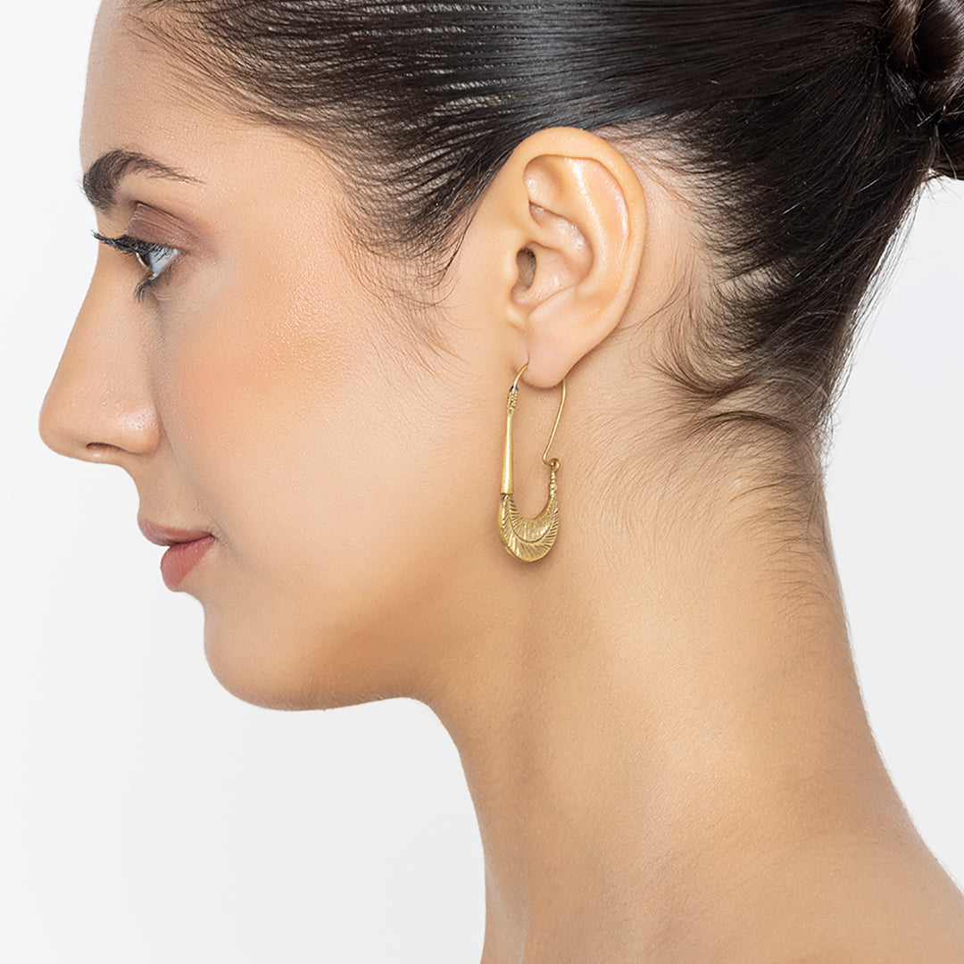 Handcrafted Western Gold Plated Brass Earrings