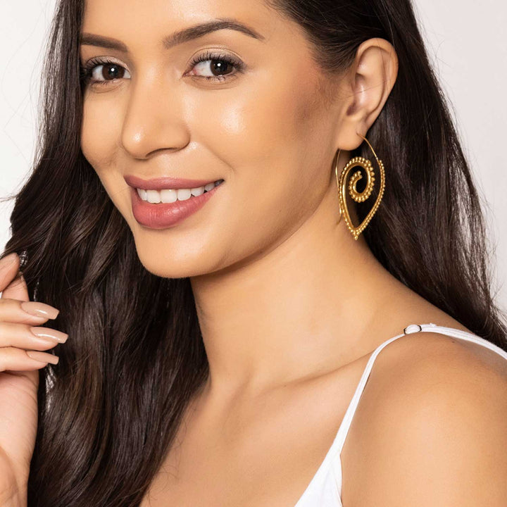 Handcrafted Western Gold Plated Brass Earrings