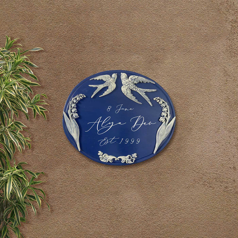 Handpainted Baroque Wood Resin Personalized Name Plate 5 - Mounted on Wall Display