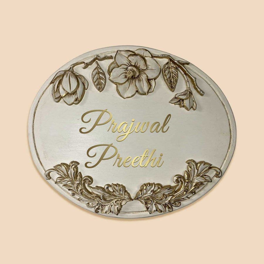 Handpainted Baroque Wood Resin Personalized Name Plate 10 - Front View with Name Personalization