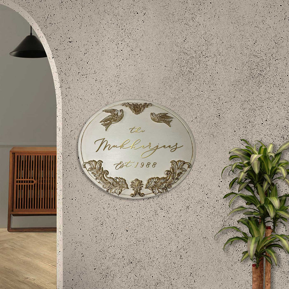 Handpainted Baroque Wood Resin Personalized Name Plate 8 - Mounted on Interior Wall