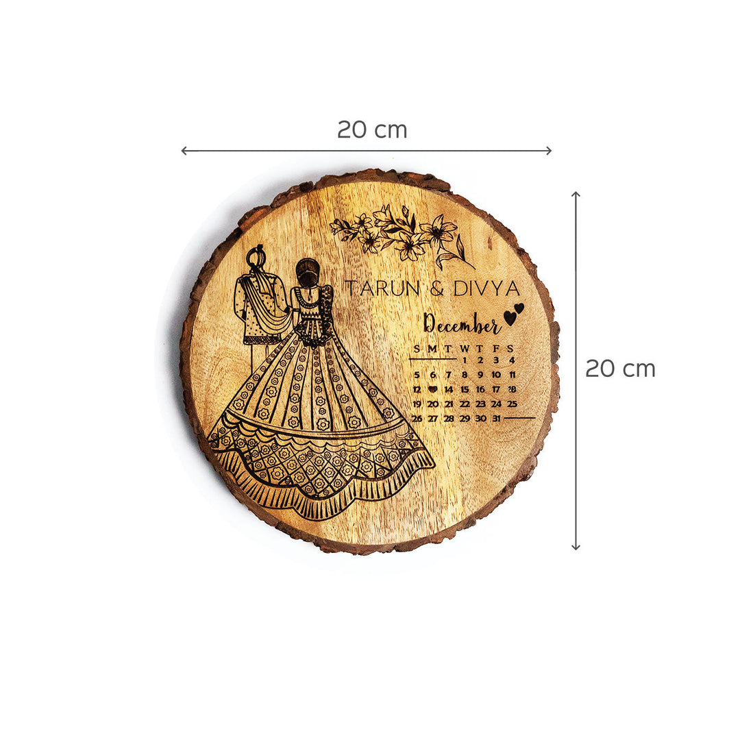 Engraved Wooden Plaque For South Indian Couples | Customized Wedding Gift