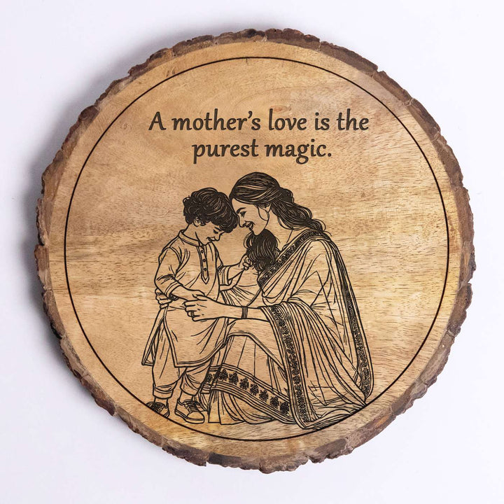 Personalized Hand Carved Engraved Mom And Son Theme Wooden Decorative Plaque