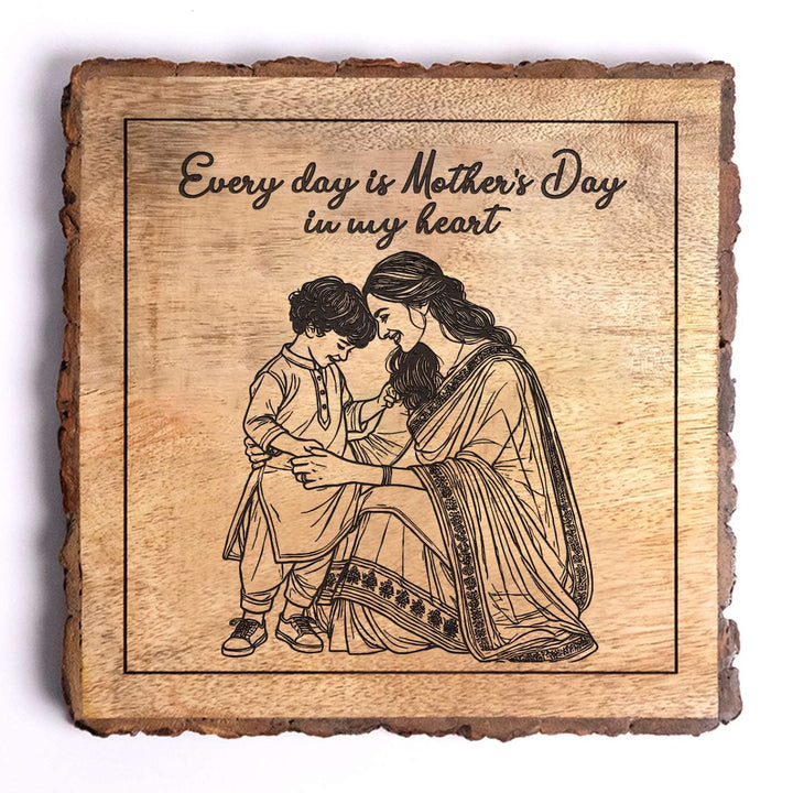 Personalized Hand Carved Engraved Mom And Son Theme Wooden Decorative Plaque