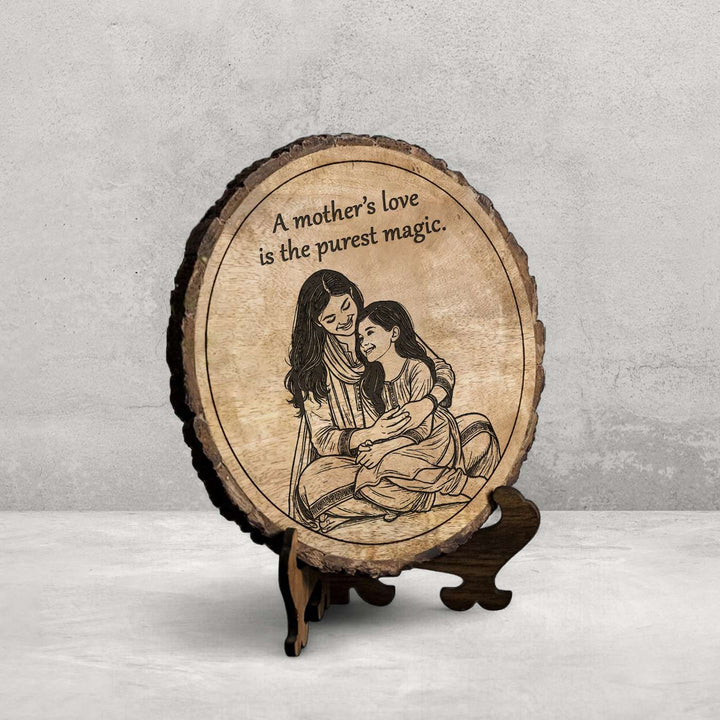 Personalized Hand Carved Engraved Mom And Daughter Theme Wooden Decorative Plaque