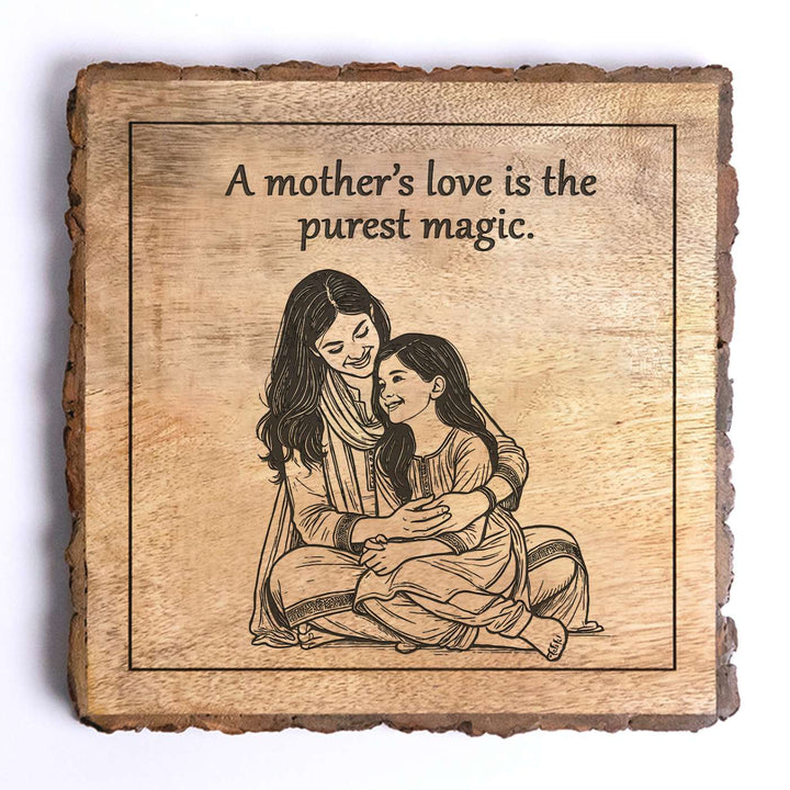 Personalized Hand Carved Engraved Mom And Daughter Theme Wooden Decorative Plaque