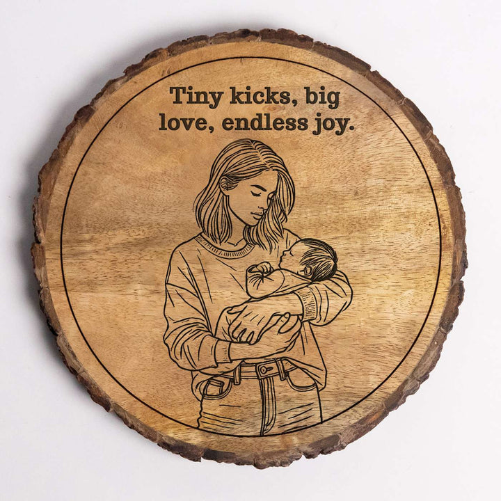 Personalized Hand Carved Engraved Mom And Child Theme Wooden Decorative Plaque