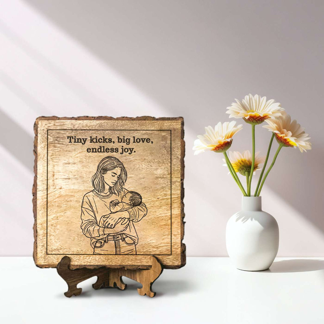 Personalized Hand Carved Engraved Mom And Child Theme Wooden Decorative Plaque