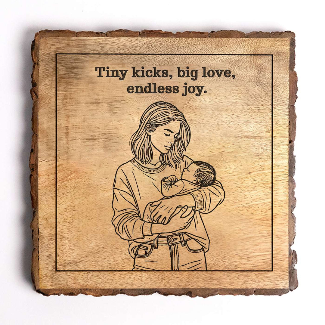 Personalized Hand Carved Engraved Mom And Child Theme Wooden Decorative Plaque