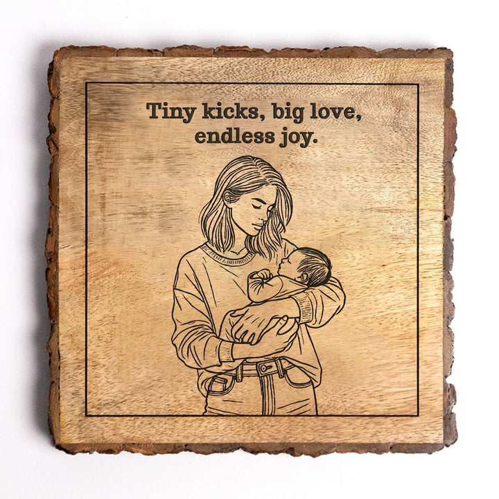 Personalized Hand Carved Engraved Mom And Child Theme Wooden Decorative Plaque