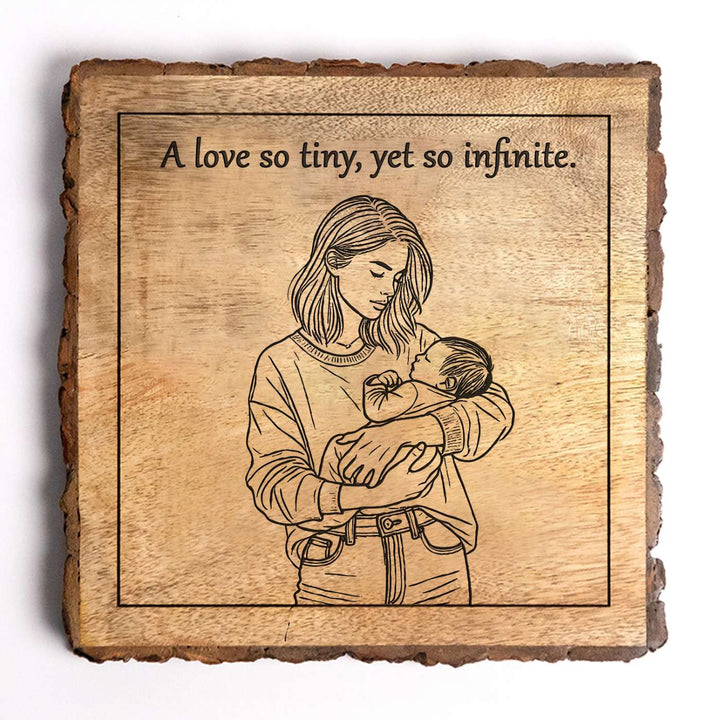 Personalized Hand Carved Engraved Mom And Child Theme Wooden Decorative Plaque