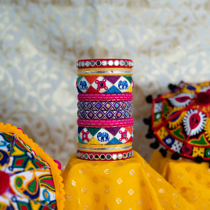 Multicolor Handcrafted Mahati Thread Bangles | Set of 10