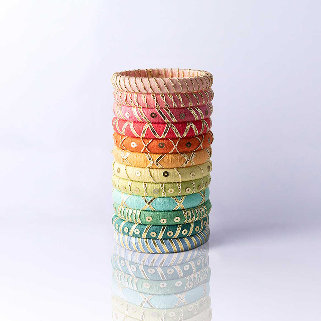 Pastel Handcrafted Classic Gotapatti Bangles | Set of 12