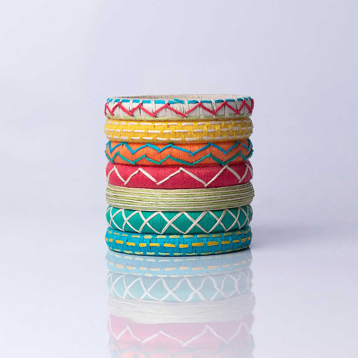 Multicolor Handcrafted Tvisha Thread Bangles | Set of 7