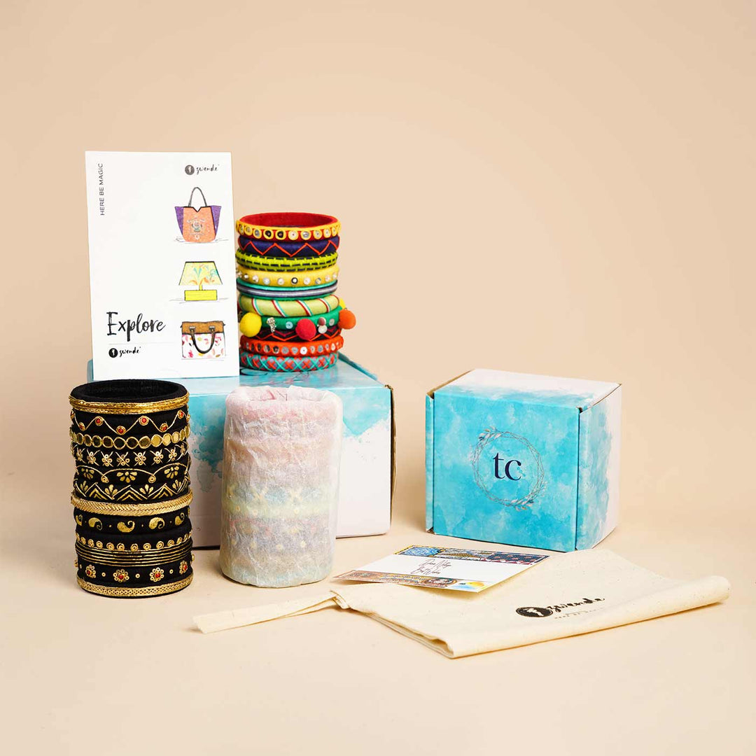 Multicolor Handcrafted Mandira Thread Bangles | Set of 7